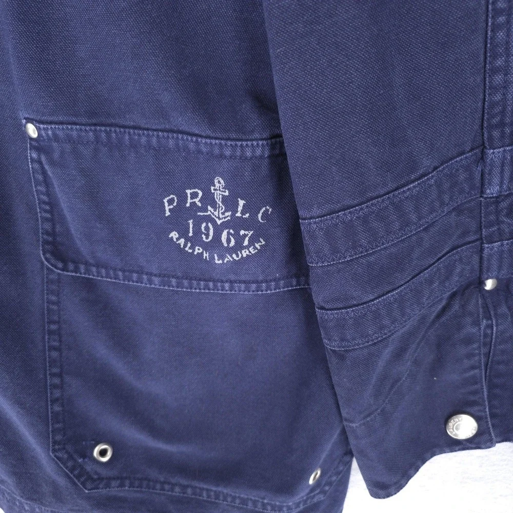 Vintage Polo Ralph Lauren Coat Mens Large Blue Fireman Clasp Canvas Nautical